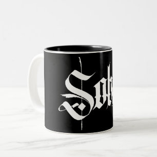 Em Dois Tons Caneca de café sóbrio da caligrafia