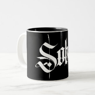 Em Dois Tons Caneca de café sóbrio da caligrafia