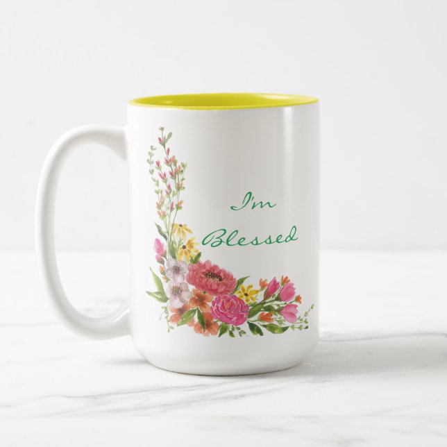 Em Dois Tons Caneca de café "Sou abençoada" (Esquerda)