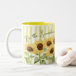 Em Dois Tons Caneca de Café Sunshine Sunflowers e Listras