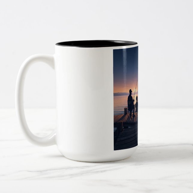Em Dois Tons Caneca de Café Tema de Pesca (Esquerda)