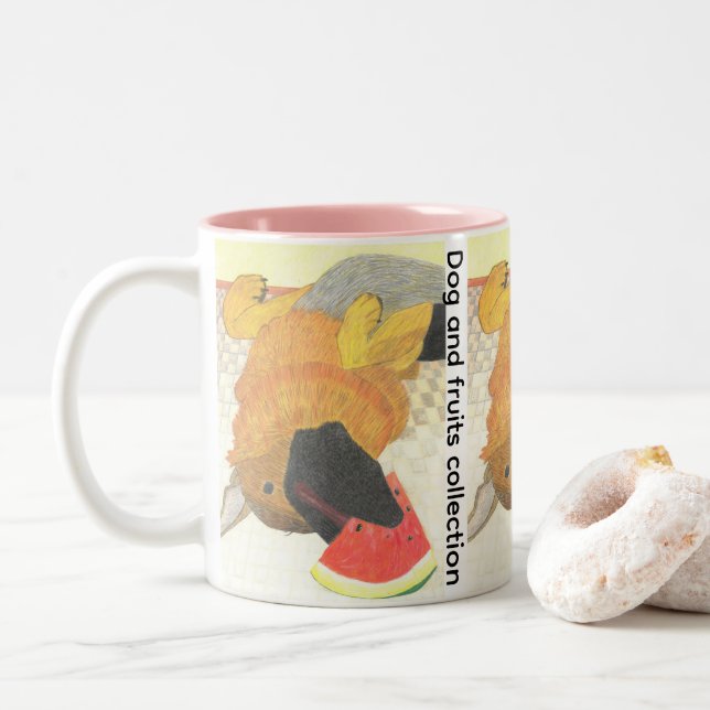 Em Dois Tons Caneca de café Two-Tone boca de cachorro e melanci (Com Donut)