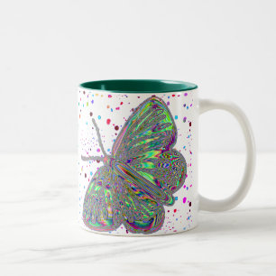 Em Dois Tons caneca de café Two-Tone borboleta selvagem