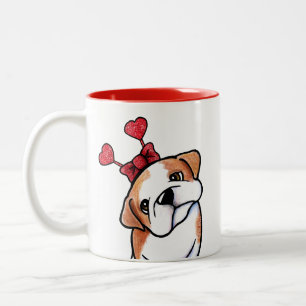 Em Dois Tons Caneca de Café Two-Tone Bulldog do Dia dos Namorad