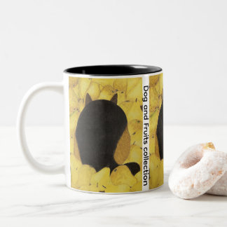 Em Dois Tons Caneca de café Two-Tone com cachorro e peras