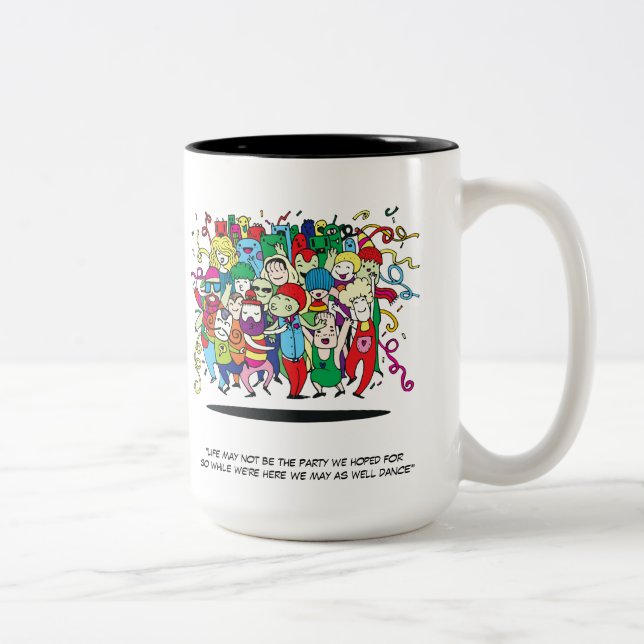 Em Dois Tons caneca de café Two-Tone de pessoas da festa ilustr (Direita)