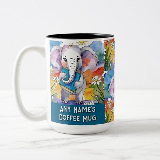 Em Dois Tons Caneca de Café Two-Tone Elefante Segurando o Grand (Esquerda)