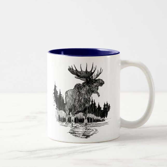 Em Dois Tons Caneca de café velha grande dos alces (Direita)