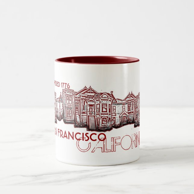 Em Dois Tons Caneca de café velha vermelha da cidade de San (Centro)