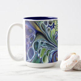 Em Dois Tons Caneca de café verde-oliva, azul púrpura e borbole