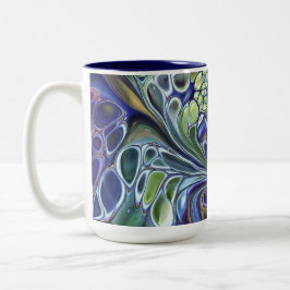 Em Dois Tons Caneca de café verde-oliva, azul púrpura e borbole