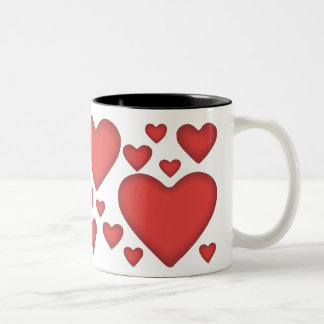 Em Dois Tons Caneca de café vermelha do coração dos namorados