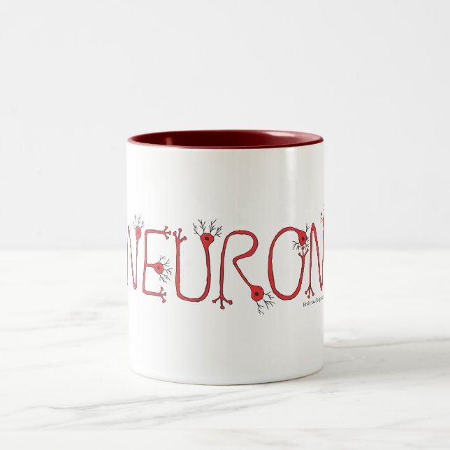 Em Dois Tons Caneca de café vermelha do neurônio (Centro)
