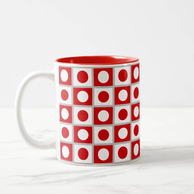 Em Dois Tons Caneca de Café Vermelha e Branca Abstrata Moderna (Esquerda)