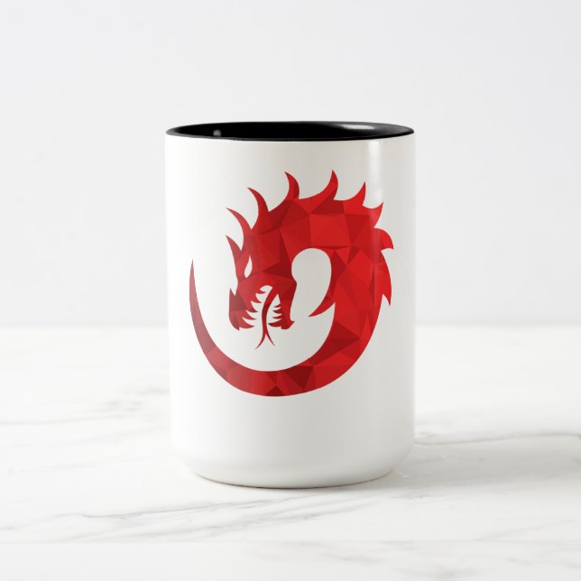 Em Dois Tons Caneca de Café Vermelho Dragão Círculo Duas-Tons - (Centro)