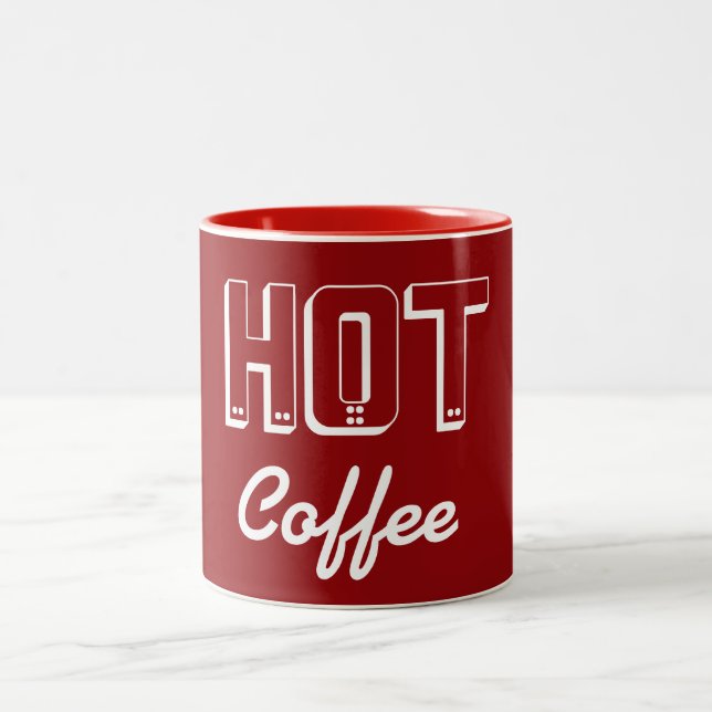 Em Dois Tons Caneca de Café Vermelho Retro (Centro)
