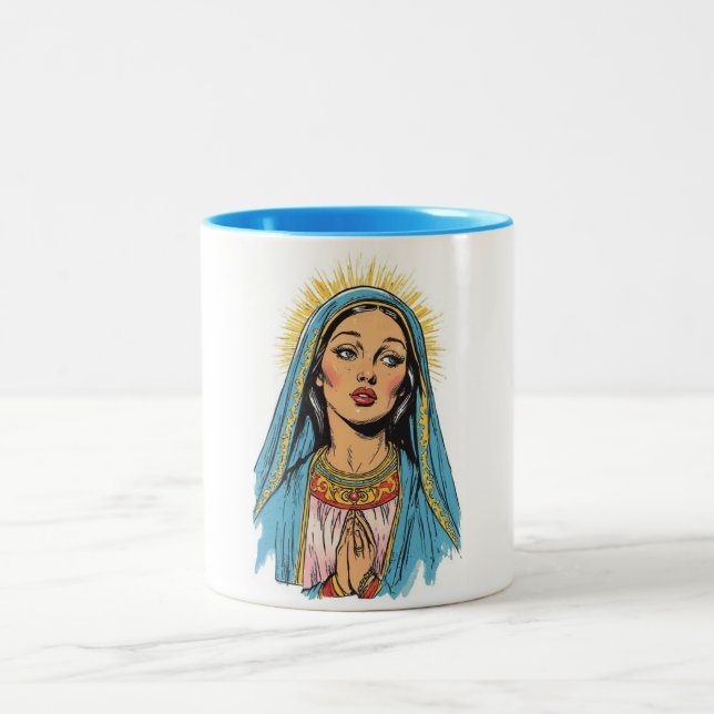 Em Dois Tons Caneca de café Virgem Maria Estilo Retrô (Centro)