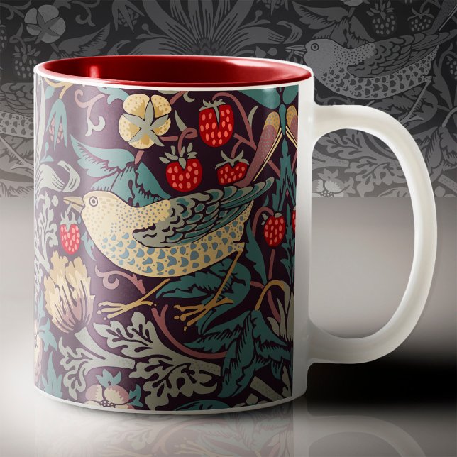 Em Dois Tons Caneca de Café William Morris Strawberry Thief (Criador carregado)