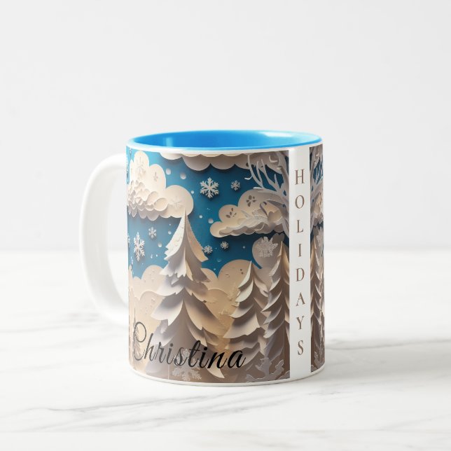 Em Dois Tons Caneca de Café Winter Wonderland (Frente Esquerda)
