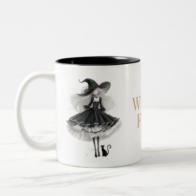 Em Dois Tons Caneca de Café Witch Fuel Gothic Witch (Esquerda)