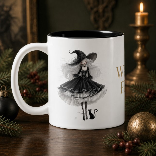 Em Dois Tons Caneca de Café Witch Fuel Gothic Witch (Witch Fuel Gothic Witch Coffee Mug)