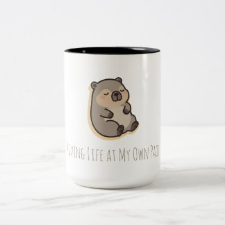 Em Dois Tons Caneca de Café Wombat Fofo Vivendo a Vida no Meu P