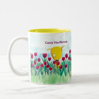 Em Dois Tons Caneca de café Yelodoggie "Canis Floriferous"