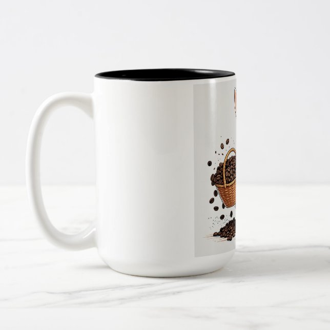 Em Dois Tons Caneca de Coelho e Grão de Café (Esquerda)