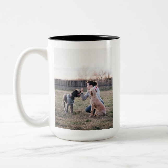 Em Dois Tons Caneca de Foto Personalizada com Texto - Café Pers (Esquerda)