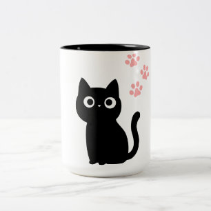 Em Dois Tons Caneca de Gato Preto Fofo Café para Amantes de G