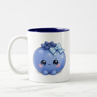 Em Dois Tons Caneca de mirtilo Kawaii fofa | Café de frutas ado