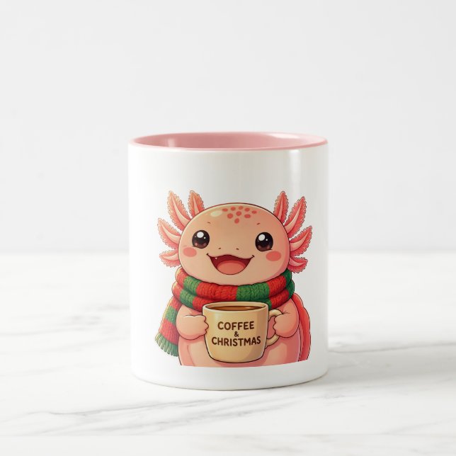 Em Dois Tons Caneca de Natal de Café com Axolote Adorável (Centro)