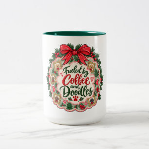 Em Dois Tons Caneca de Natal do Goldendoodle Amante de Café