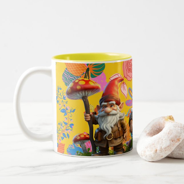 Em Dois Tons Caneca de Natal GNOME, para Amantes do Gnome, Café (Com Donut)
