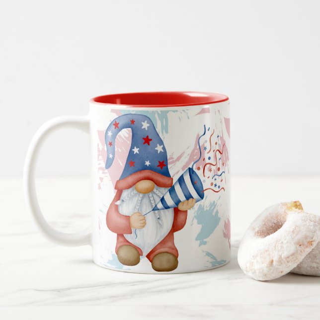 Em Dois Tons Caneca de Natal GNOME, para Amantes do Gnome, Café (Com Donut)