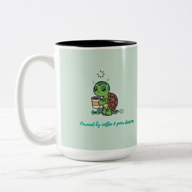 Em Dois Tons Caneca de Tartaruga de Café Fofa (Esquerda)