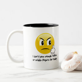 Em Dois Tons Caneca do café & de café dos dedos médios (emoji)