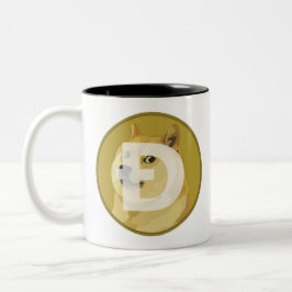 Em Dois Tons Caneca do café do logotipo de Dogecoin