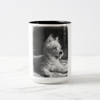 Em Dois Tons Caneca do copo de café das belas artes de Westie