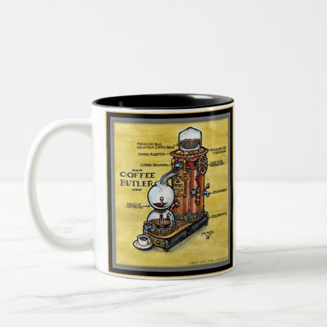 Em Dois Tons Caneca do mordomo do café de Steampunk (Esquerda)