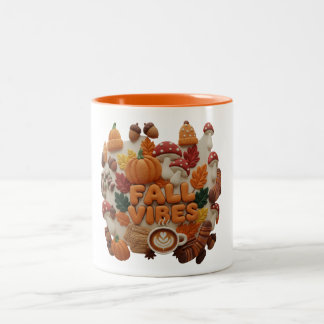 Em Dois Tons Caneca Fall Vibes, Caneca de Café Fall 2D Puff