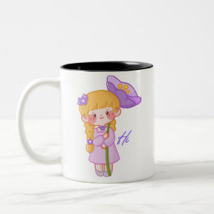 Em Dois Tons Caneca Menina Kawaii Chibi Caneca de Café Menina