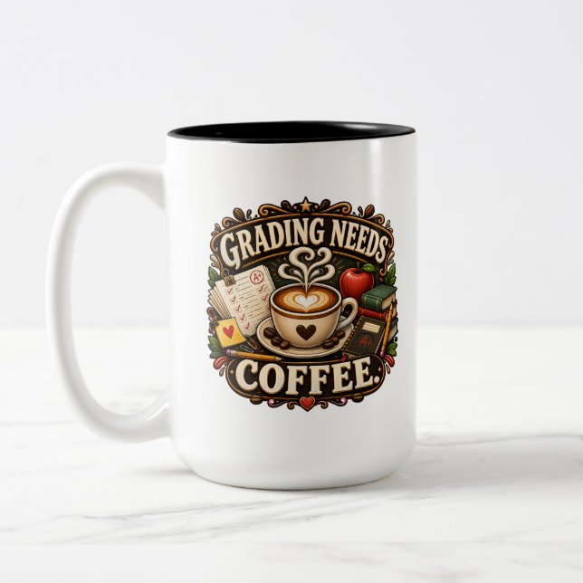 Em Dois Tons Caneca para Professor de Café para Corrigir (Esquerda)