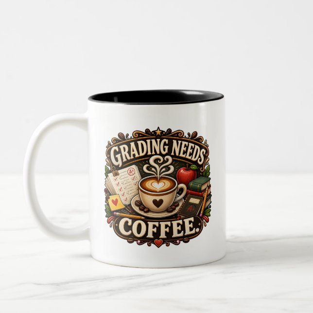 Em Dois Tons Caneca para Professor de Café para Corrigir (Esquerda)