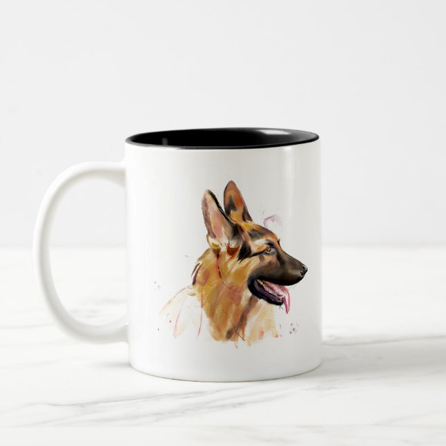 Em Dois Tons Caneca Pastor Alemão – Caneca de Café para Cães GS (Esquerda)