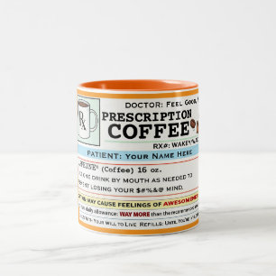 Em Dois Tons Caneca Personalizada de Café com Receita Médica En