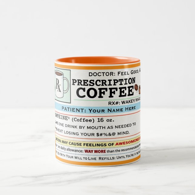 Em Dois Tons Caneca Personalizada de Café com Receita Médica En (Centro)