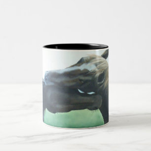 Em Dois Tons Cavalos, caneca de café do cavalo, caneca dos