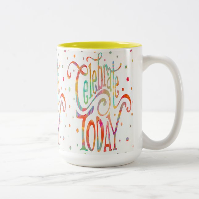 Em Dois Tons Celebração alegre hoje caneca de café (Direita)