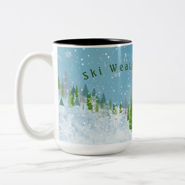 Em Dois Tons Cena de inverno Fofa Personalizada Caneca de Café  (Esquerda)